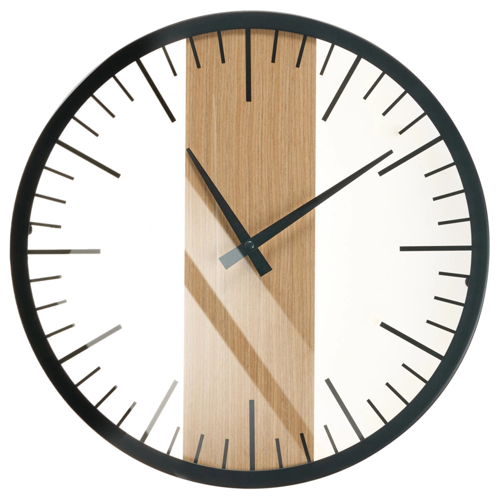 Orologio da parete in legno chiaro di colore nero 38 cm senza numeri in stile moderno