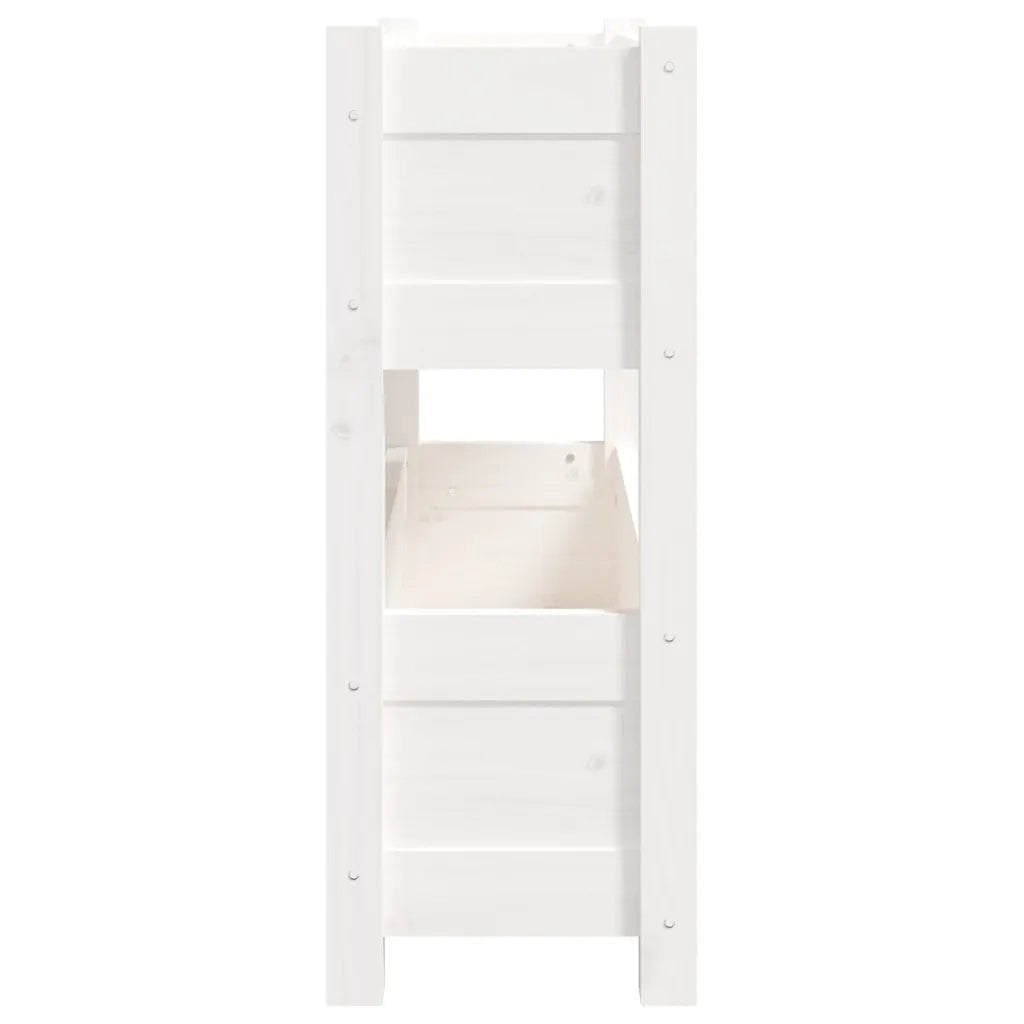 Fioriera-Vaso-Contenitore per Piante Bianca 77x25x66 cm in Legno Massello di Pino