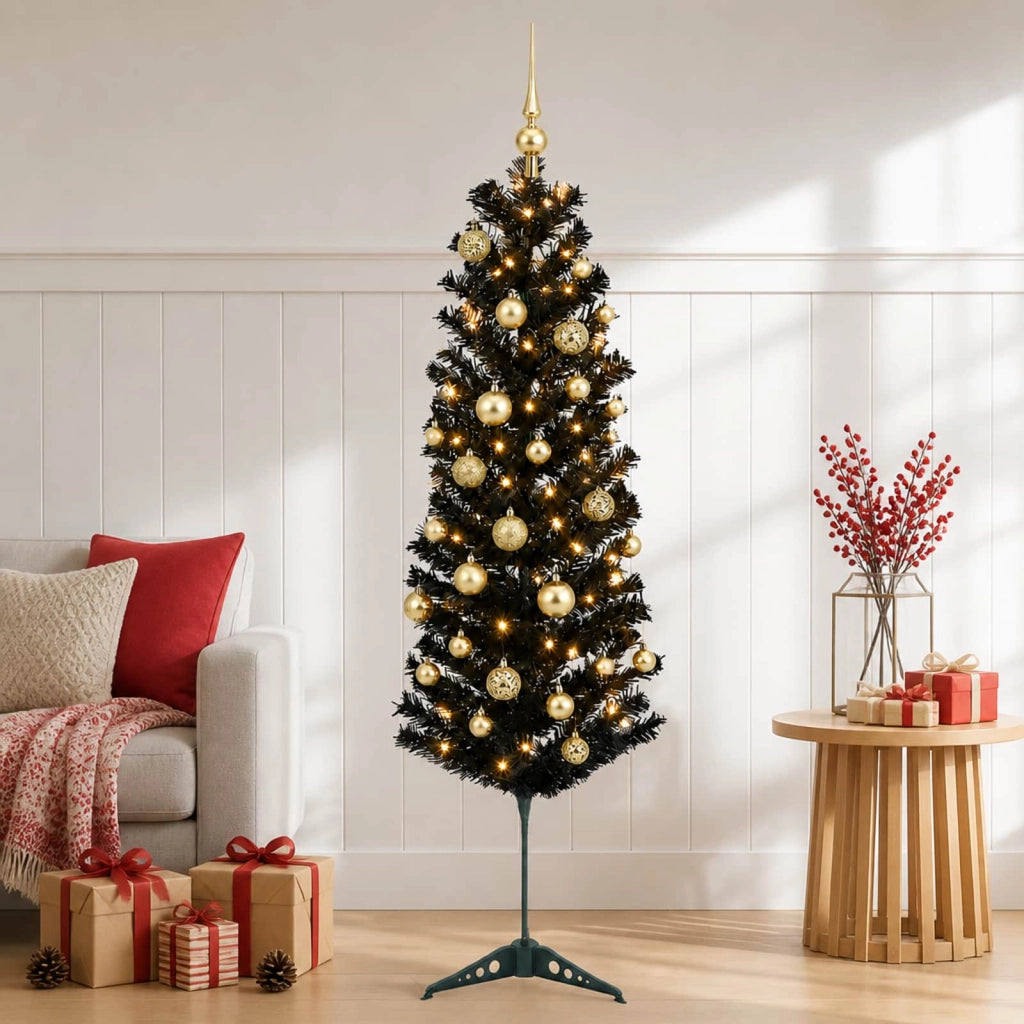 Albero di Natale Artificiale Slim con Palline 120 cm 150 LED 3461145