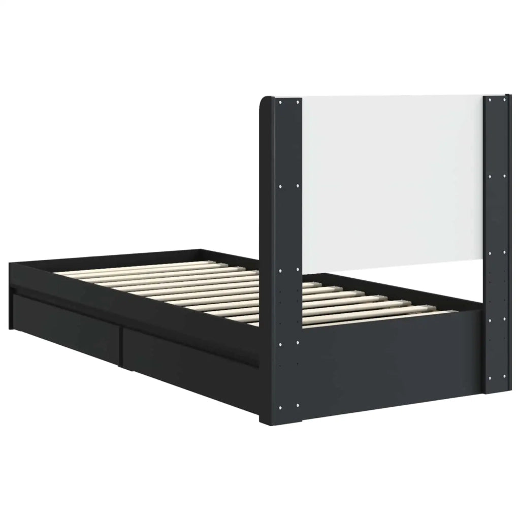 Struttura del letto con stoccaggio e testata Nero 90 x 190 cm