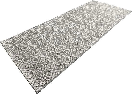 Loper Antislip per Cucina, Tapijt per Cucina, Piatto per Cucina, Antiscivolo, Poligrau, Piatto per Pavimento, Lavabile, per Sala da Pranzo, Camera da Pranzo, Bagno, Grigio Crema, 80x200 cm