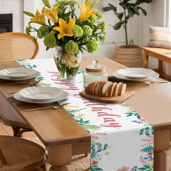 Tavolo per fiori di compleanno decorazione estiva per tavolo 180 x 35 cm