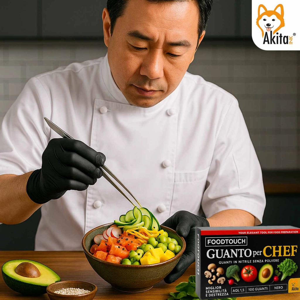 Akitaink Guanti Nitrile Neri Chef Food Touch S 100pz
