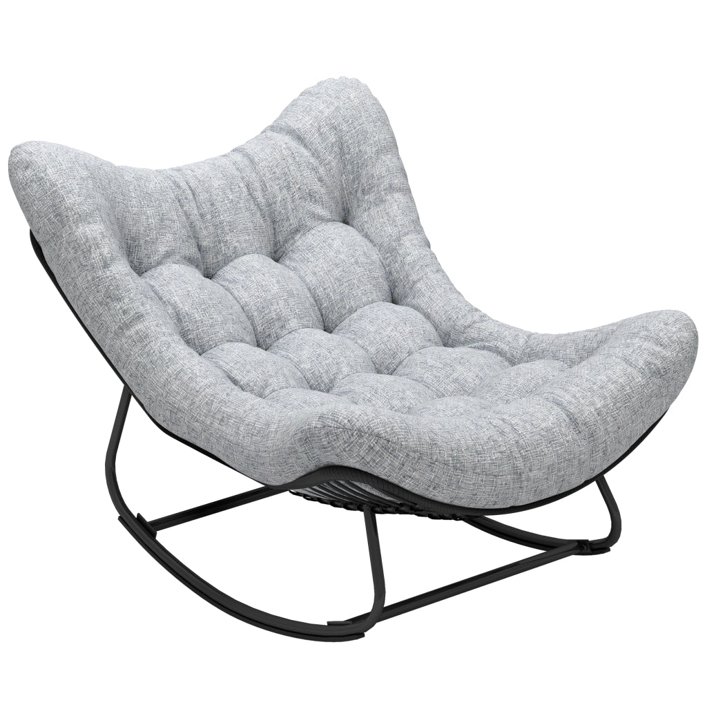Poltrona dondolo a uovo per giardino con cuscino ¨C zephmum ¨C grigio 98x111x74 cm