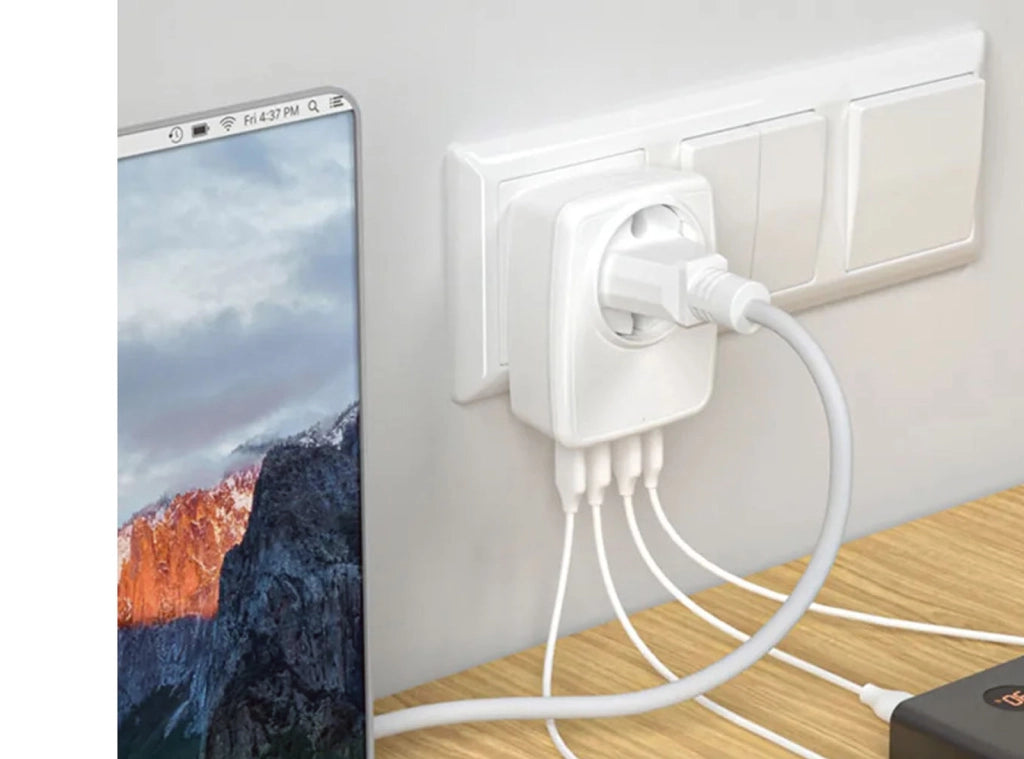 Caricatore Universale Plug Adattatore con 3 Porte USB + Type-C 3.4A caricabatterie USB type A / C presa europea spina italiana Singola USB Max 3.0A Smartphone iPhone Tablet