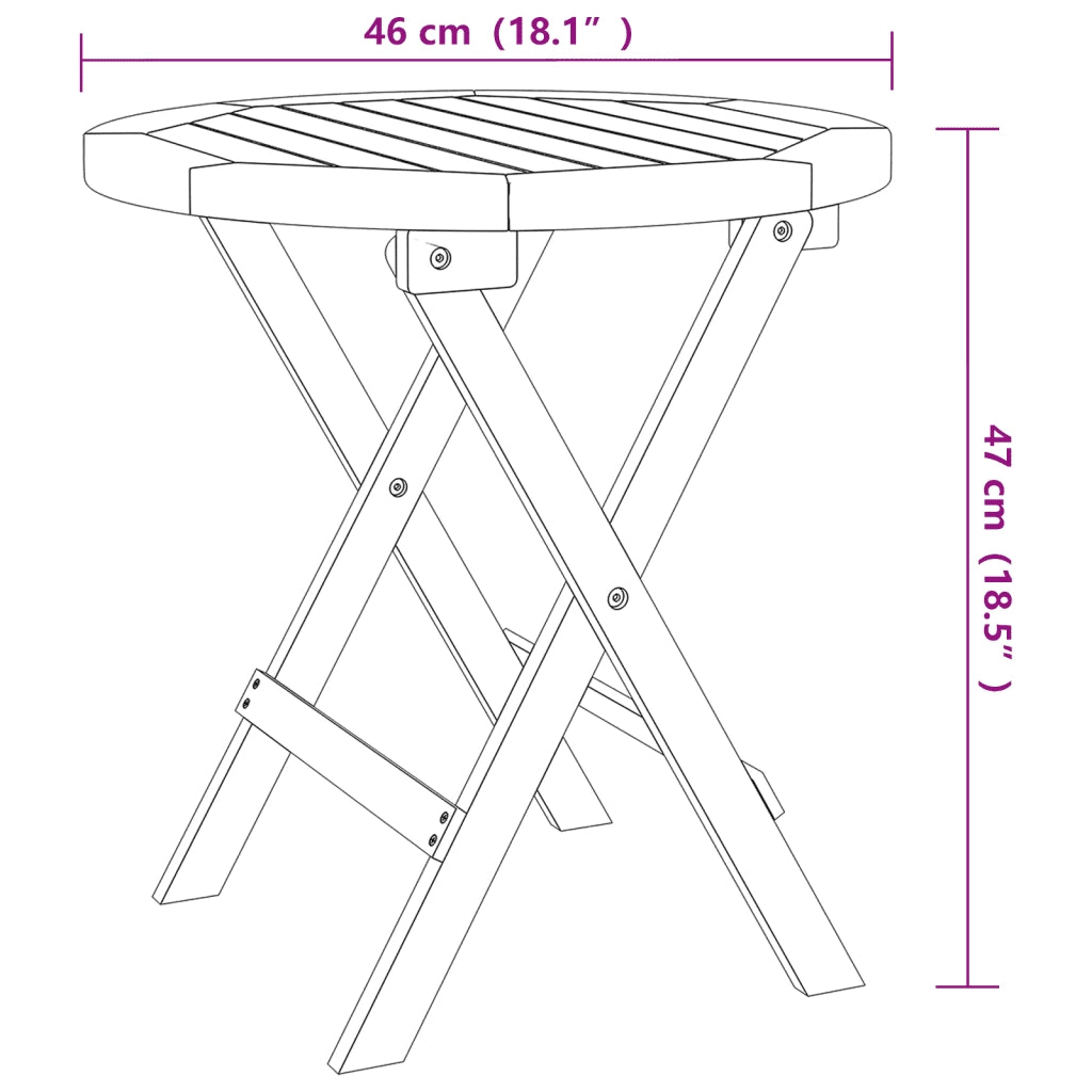 Tavolo da Giardino Pieghevole Bianco Ø 46 cm Massello di Acacia 312117