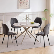 GrandCA HOME Set tavolo e sedie da pranzo nordico, tavolo da pranzo rotondo 115 * 115 * 73 cm e 4 sedie da cucina imbottite, adatto per cucina, sala da pranzo e soggiorno (Grigio)