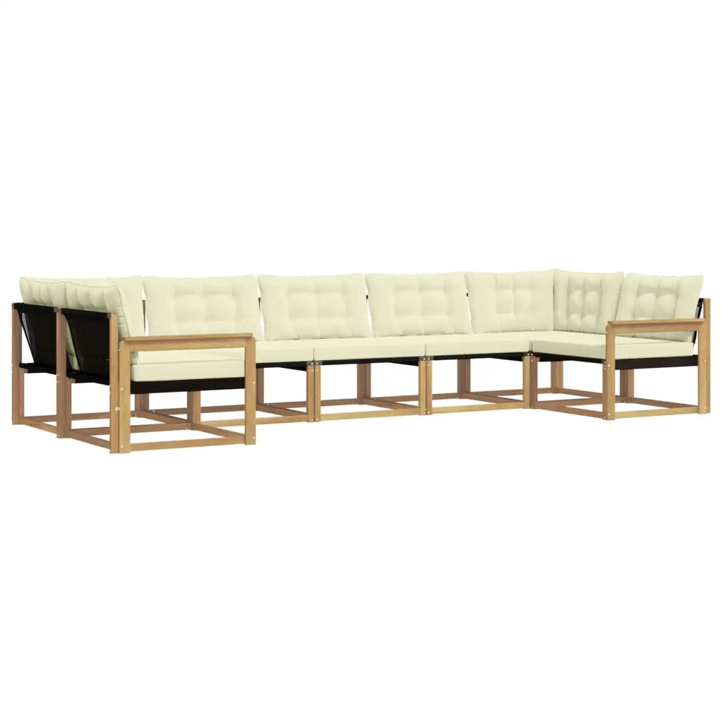 Set di divani da esterno con cuscino 7 pcs Bianco e Crema 3389036