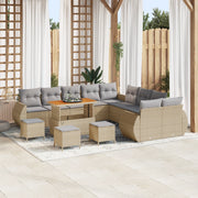 Set divani giardino  da 14 pezzi con cuscini Beige Polirattan Acacia