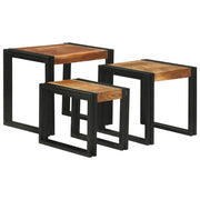 Tavoli da annidamento 3 pcs in legno massello di acacia