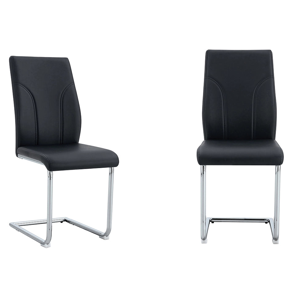 Set 2 sedie da pranzo - Xylo - PU nero gambe argento