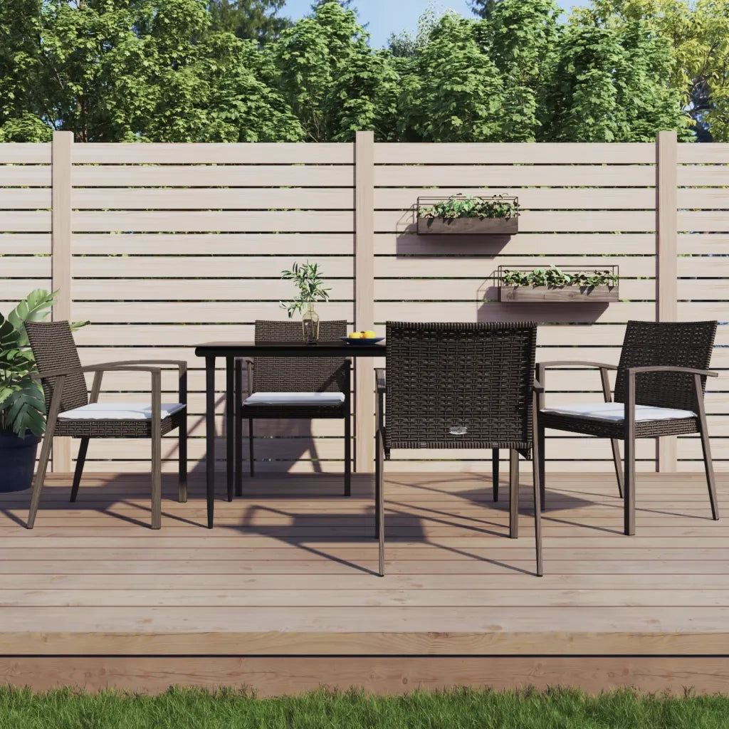 Set Pranzo da Giardino 5pz con Cuscini in Polyrattan e Acciaiocod mxl 100605