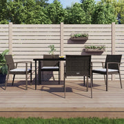 Set Pranzo da Giardino 5pz con Cuscini in Polyrattan e Acciaiocod mxl 100605
