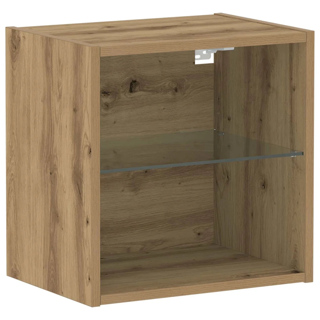 Mensola galleggiante con luce LED con lo scaffale 2 pcs Marrone 863093