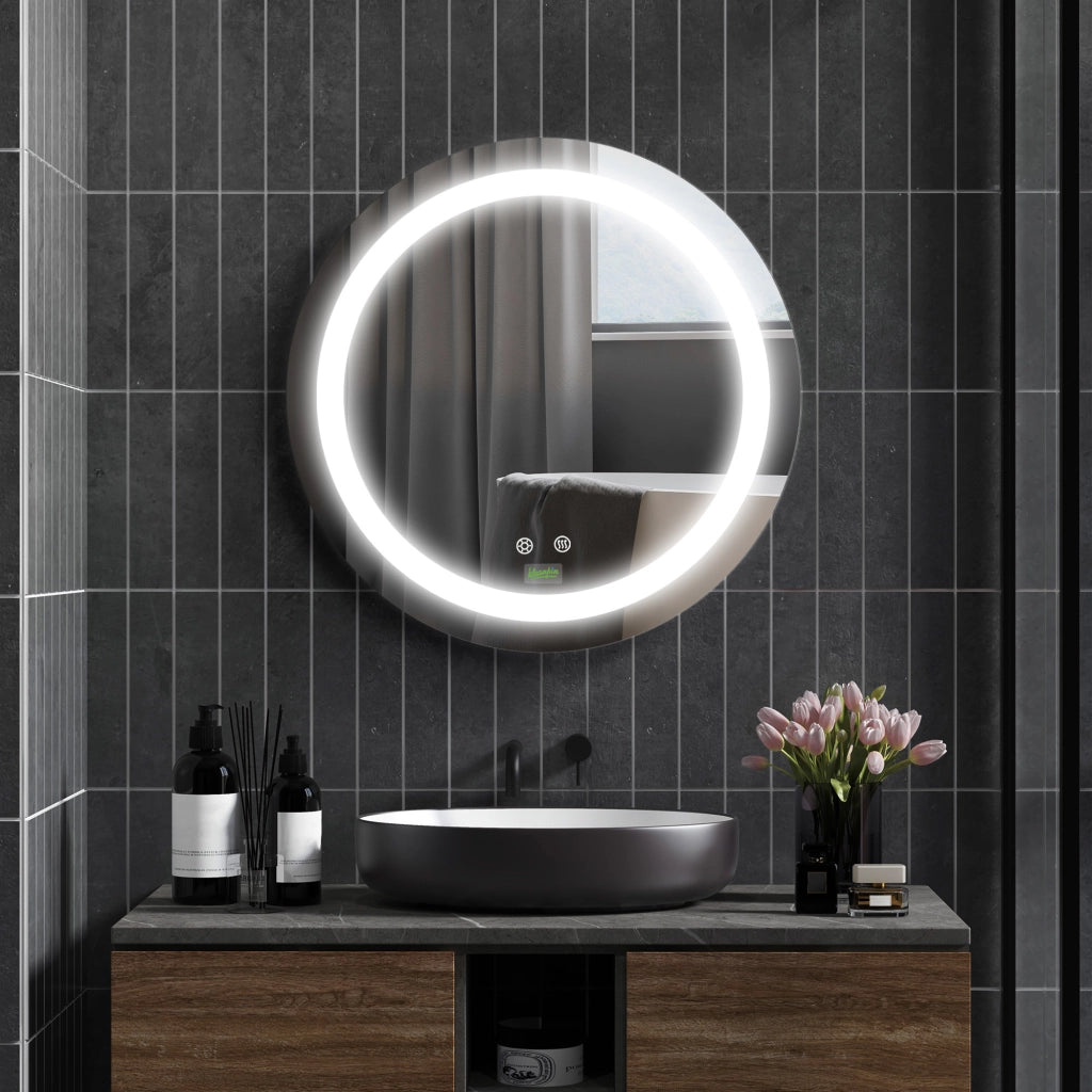 Specchio da Bagno con Luce LED Antivaho Tattile ¨C Zephmum ¨C ?50x4,6 cm Argento