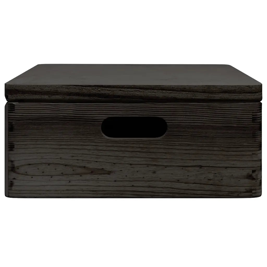 Scatola in Legno Coperchio&Manici Nera 40x30x13cm Legno di Pino