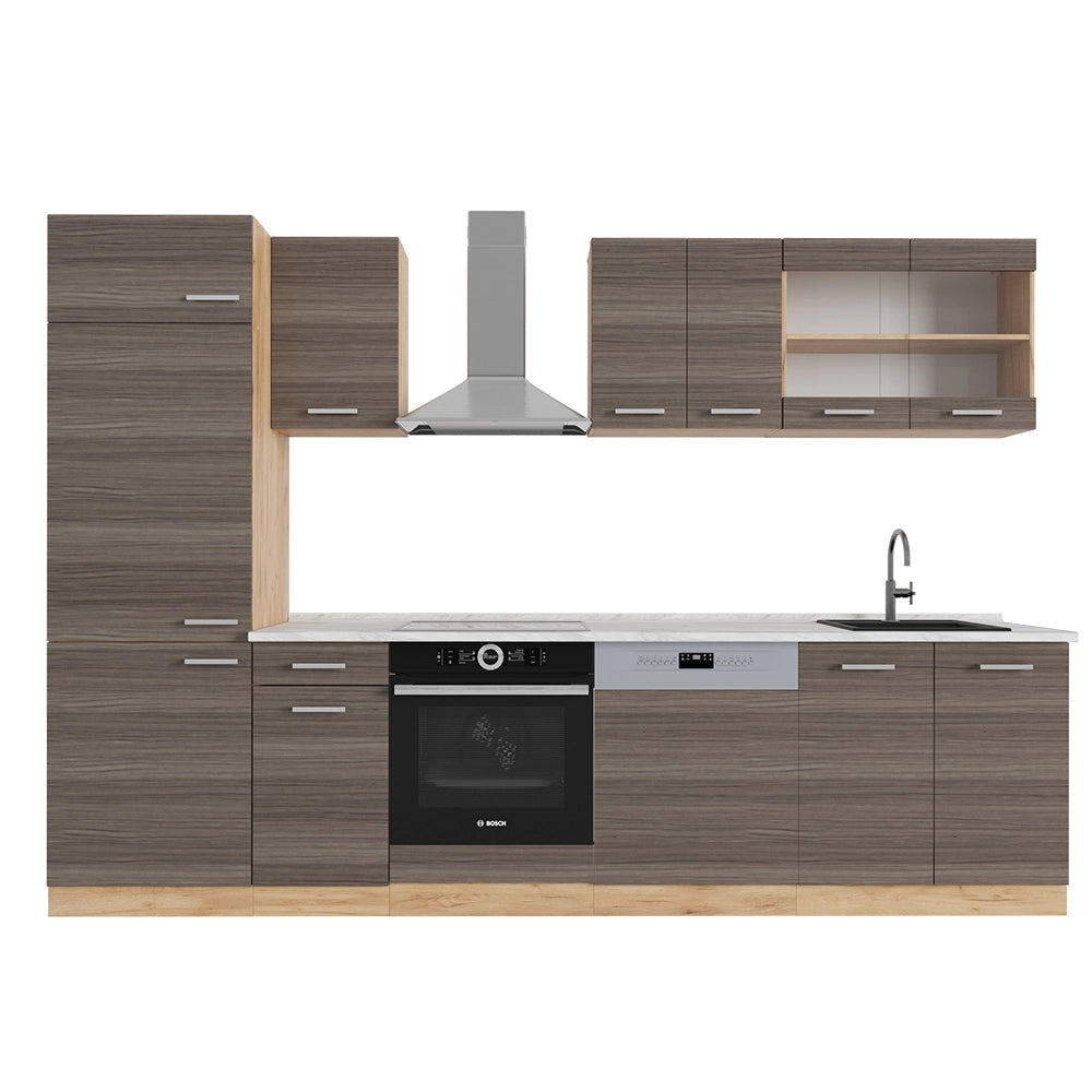 Vicco Cucina componibile Grigio nobile/rovere dorato 300 cm , PL Marmo