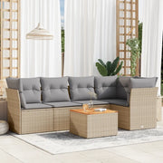 Set Divano da Giardino 6 pz con Cuscini Beige in Polyrattan