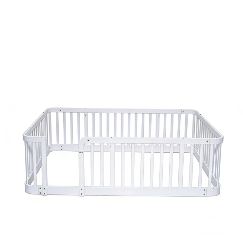 Parcogiochi modulare in legno 140x200 bianco distanza 7 cm bordi arrotondati