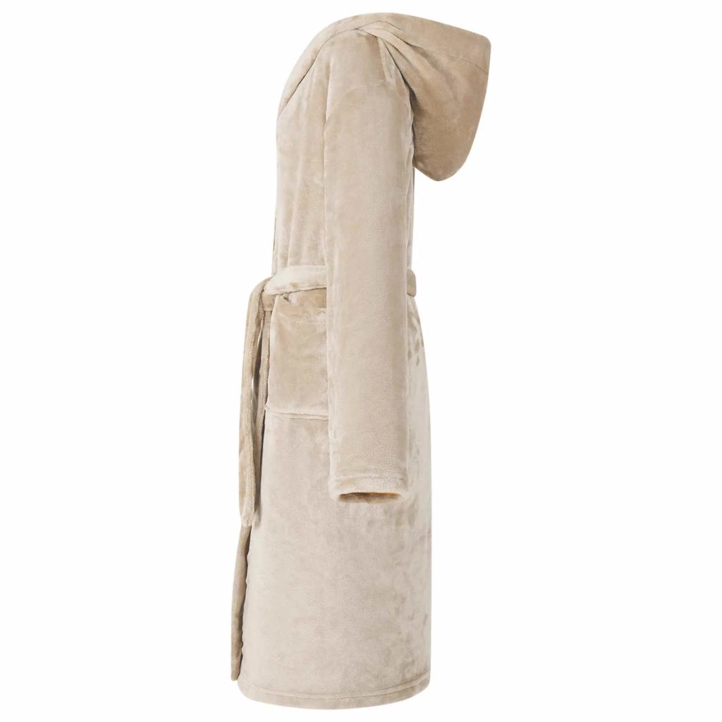 Accappatoio con Cappuccio Beige m Flanella CFW6363955