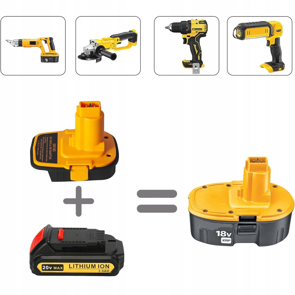 Adattatore per Batterie Dewalt e Milwaukee 18V DM18D – Compatibile con Utensili Dewalt 18V | Montaggio Facile