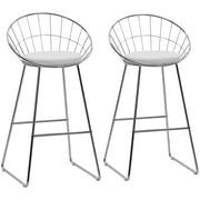 Set di 2 sgabelli da bar 75cm in metallo cromato e cuscino bianco ALEX