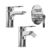 Set miscelatore lavabo e bidet senza scarico ed incasso doccia con deviatore in ottone cromato | Mia