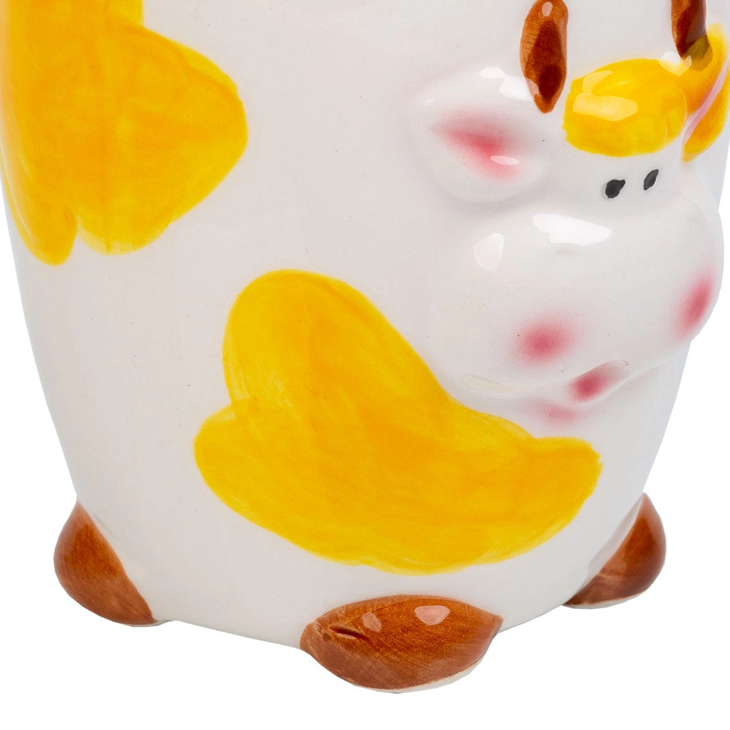 Portamatite mucca in ceramica arancione d7,5x10h