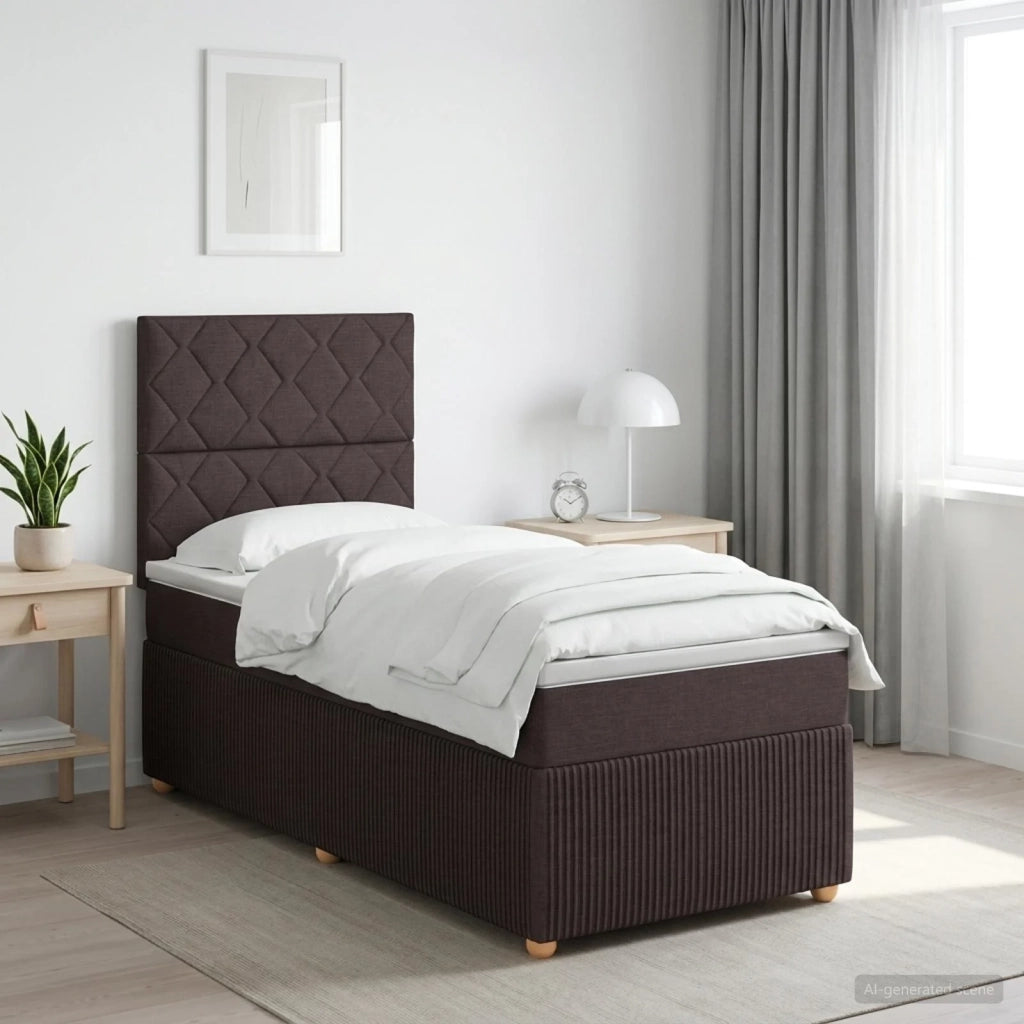 Letto Box Spring LED con Materasso Marrone Scuro 100 x 200 cm 3455800