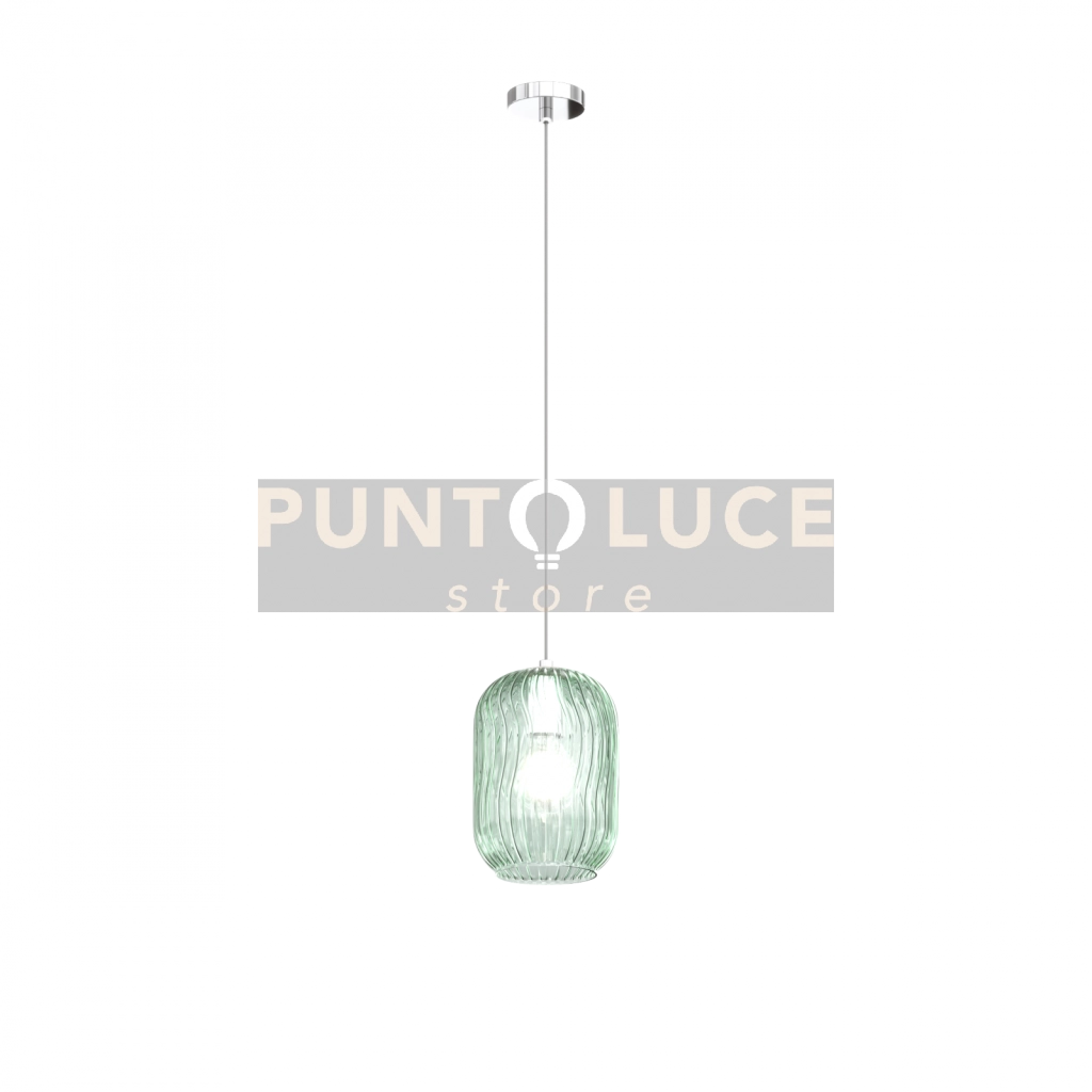 SOSPENSIONE CROMO 1 LUCE VETRO VERDE 1181CR-S1-VE