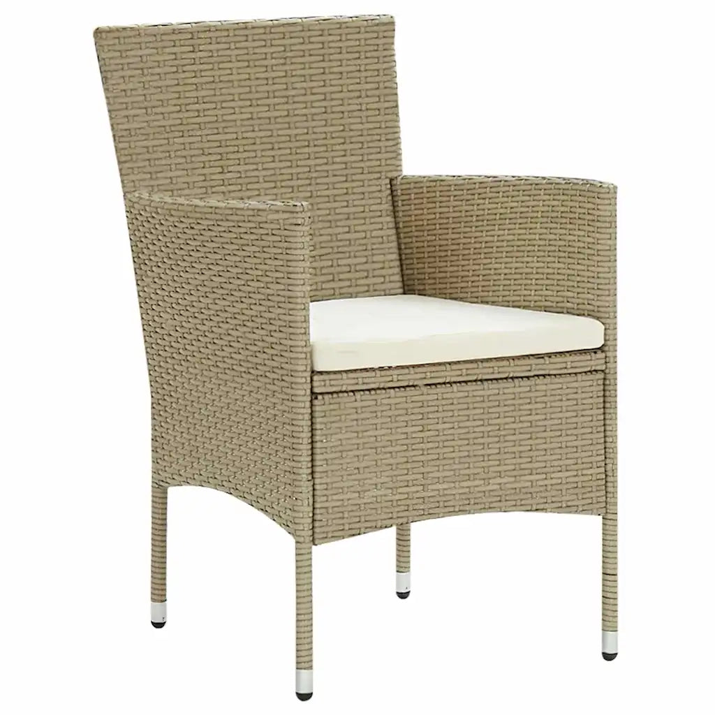 Set da Pranzo per Giardino con cuscino 5 pcs Beige polyrattan