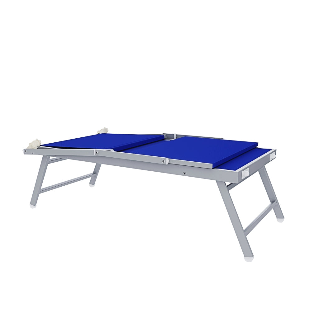 Lettino Sdraio Prendisole Professionale Richiudibile In Alluminio E Textilene con Tettino Parasole Orientabile Lettino Relax Mare Spiaggia Piscina Giardino Solarium 182 x 60 x 38 Cm Blu