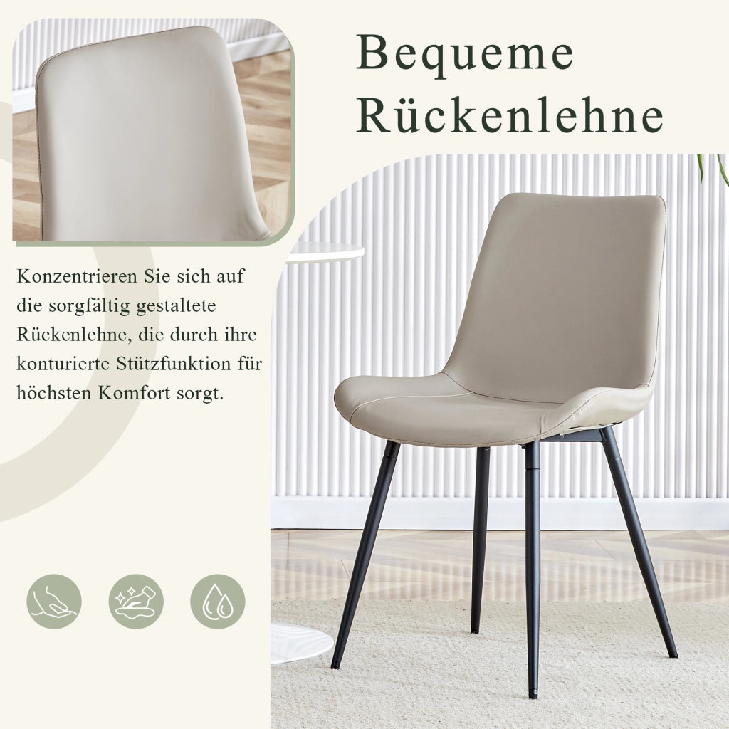 4 sedie da pranzo in similpelle con schienale ergonomico e piedi antiscivolo metallo nero grigio 75,5 × 58 × 51 cm