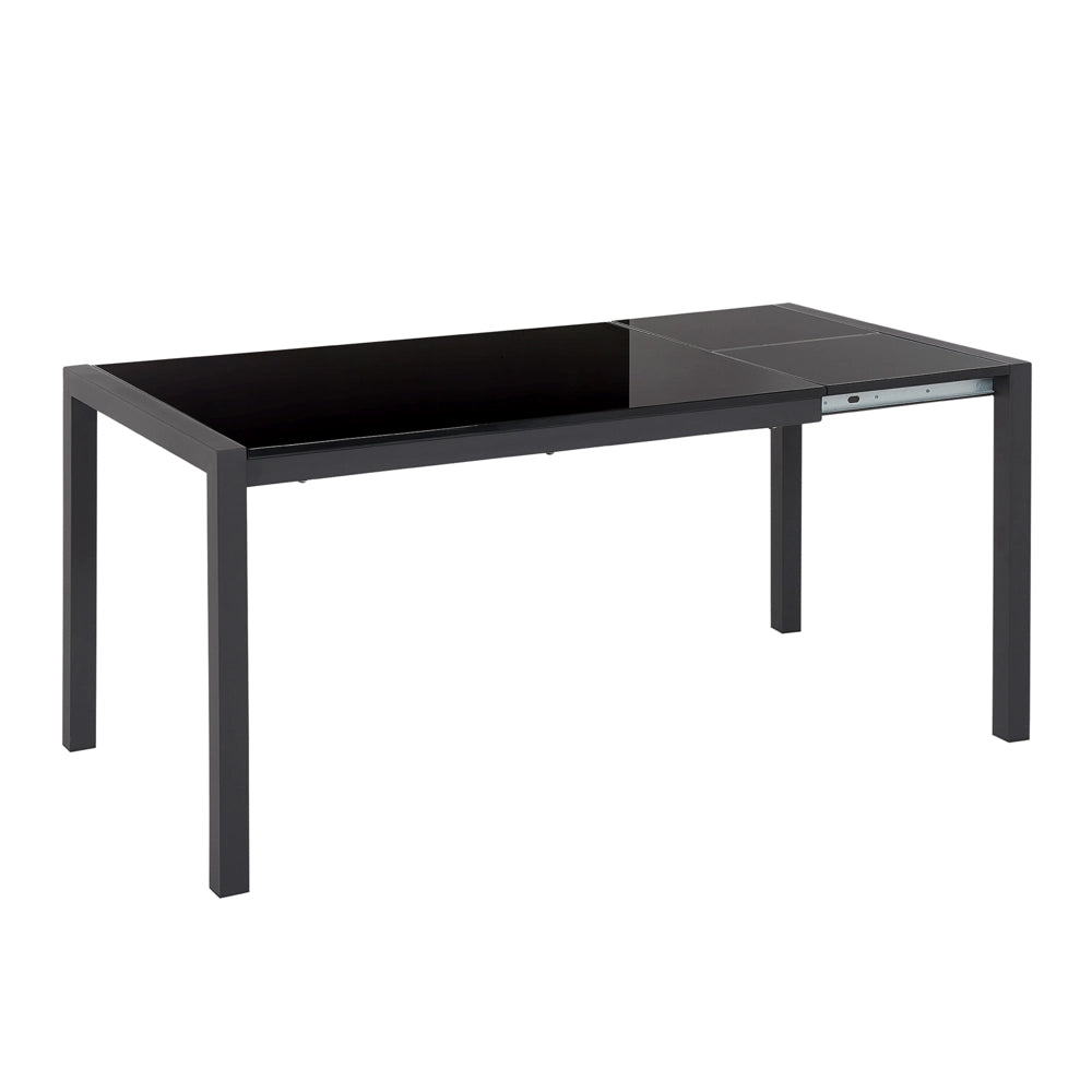 Tavolo da Pranzo Allungabile Gambe in Metallo Nero 120/160 x 80 cm Meccanismo Tradizionale Finitura Laccata Lucida