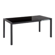 Tavolo da Pranzo Allungabile Gambe in Metallo Nero 120/160 x 80 cm Meccanismo Tradizionale Finitura Laccata Lucida