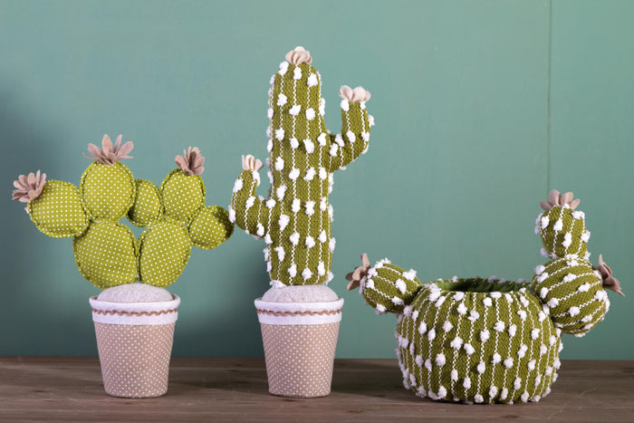 Set 2 Contenitori Decorativo a Forma di Cactus Larghezza 36 cm
