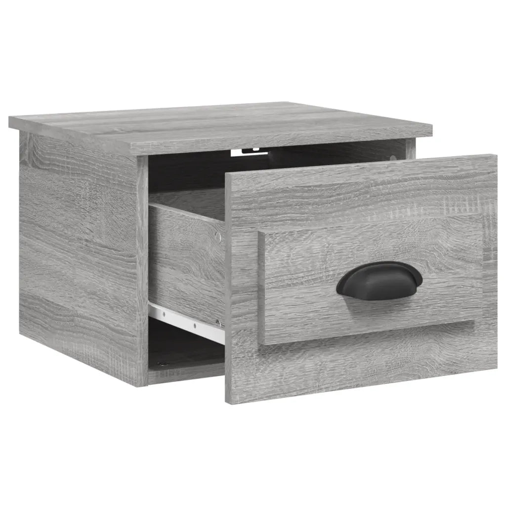 Set di 2 Comodini | Armadio da Notte | Mobiletto da notte a Parete Grigio Sonoma 41,5x36x28 cm