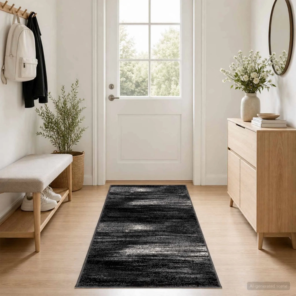 Tappeto Runner FLORNES Tessuto Nero 80 x 250 cm PP 7 mm 42057452