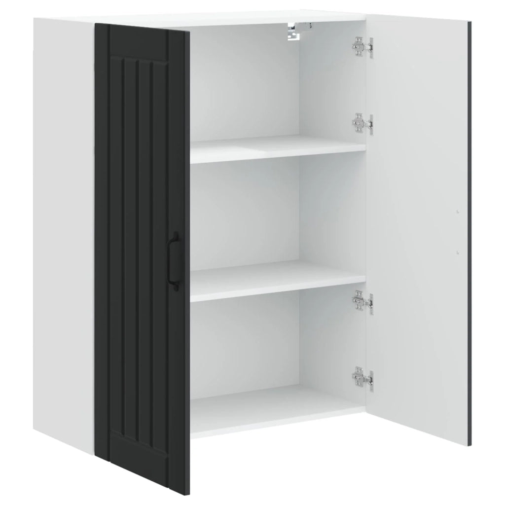 Mobile da cucina moderno ed elegante 80 x 31 x 100 cm pratico contenitore in legno ingegnerizzato nero 02_0054163