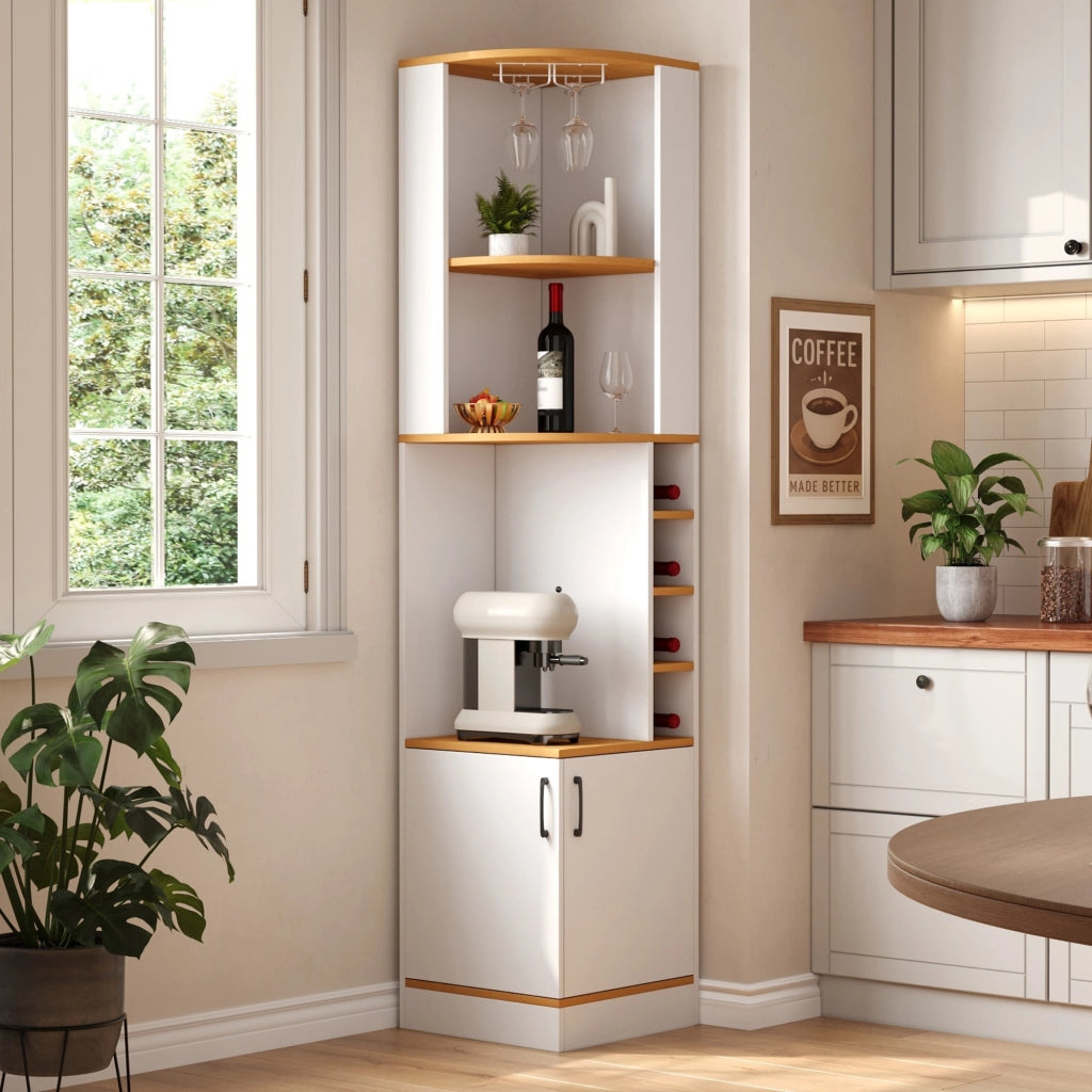 MOBILE ANGOLO PORTA VINO 40 x 40 x 182 cm MDF Bianco