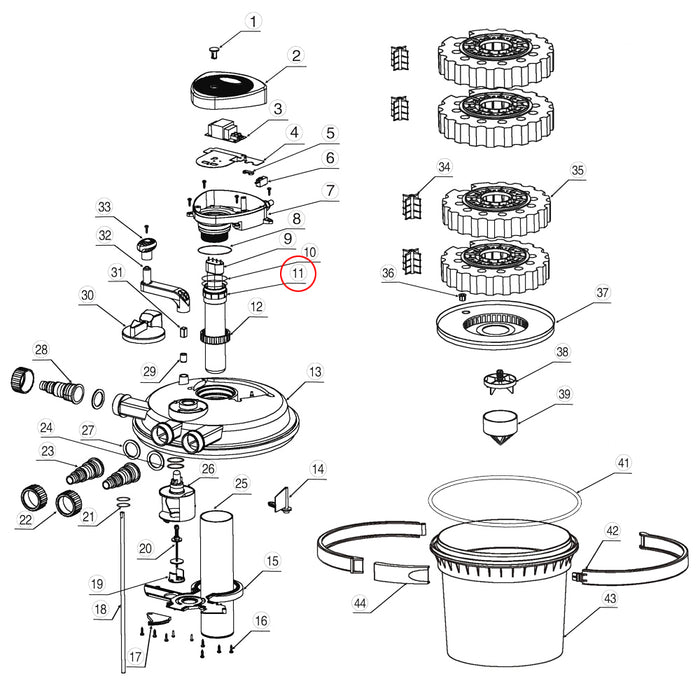 Pezzo di ricambio: tubo di vetro al quarzo per filtro a pressione per laghetti CPF-2500
