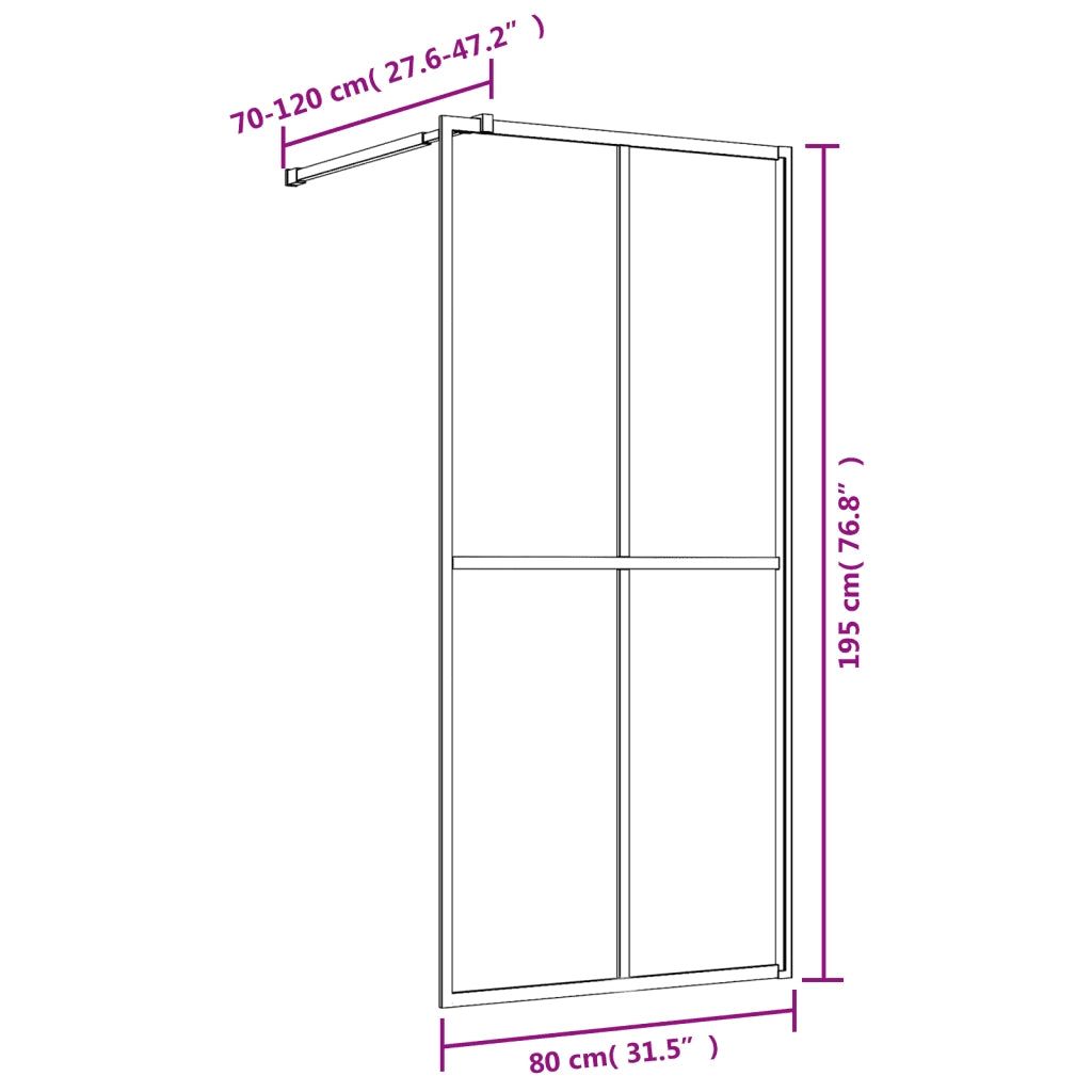 Parete per Doccia Walk-in Vetro Trasparente ESG 80x195 cm Oro CFW6779791
