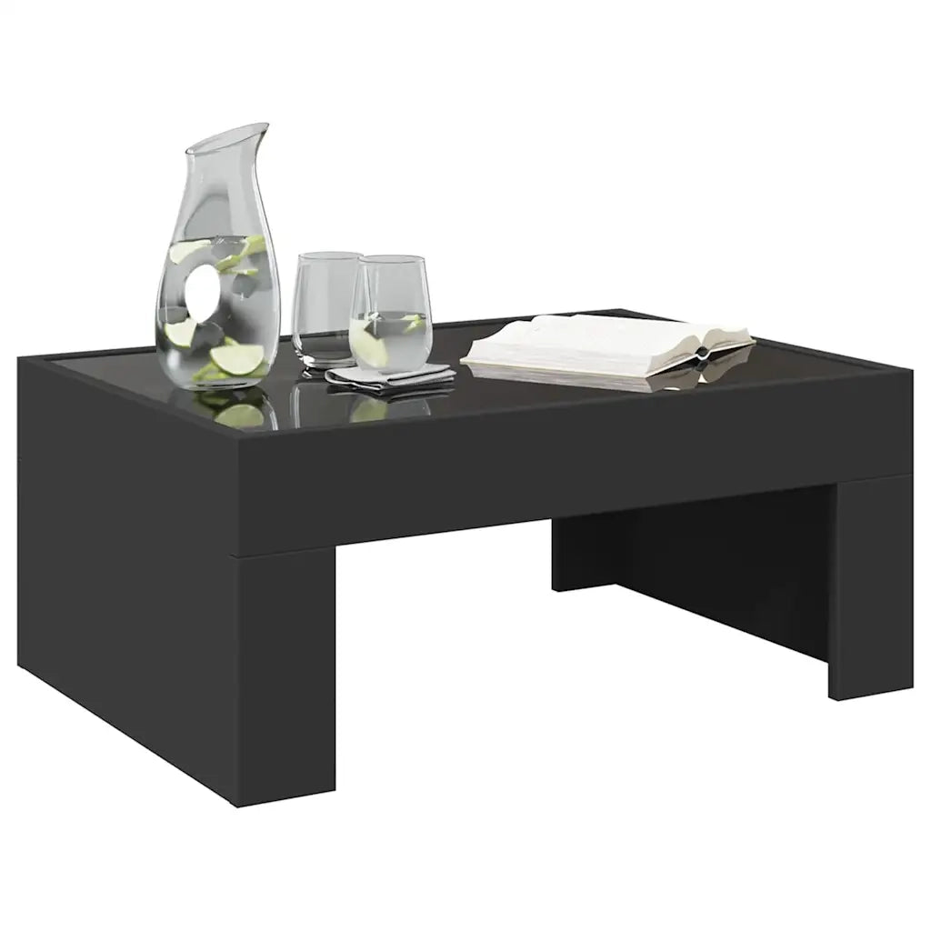 Tavolino da Salotto con LED Infinity-Tavolino da soggiorno Nero 70x50x30 cm