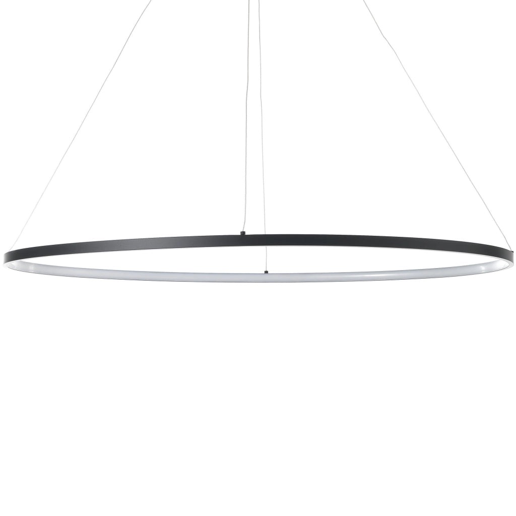 Lampadario ad anello in allumino nero opaco cm. H.92 x Ø.60/100