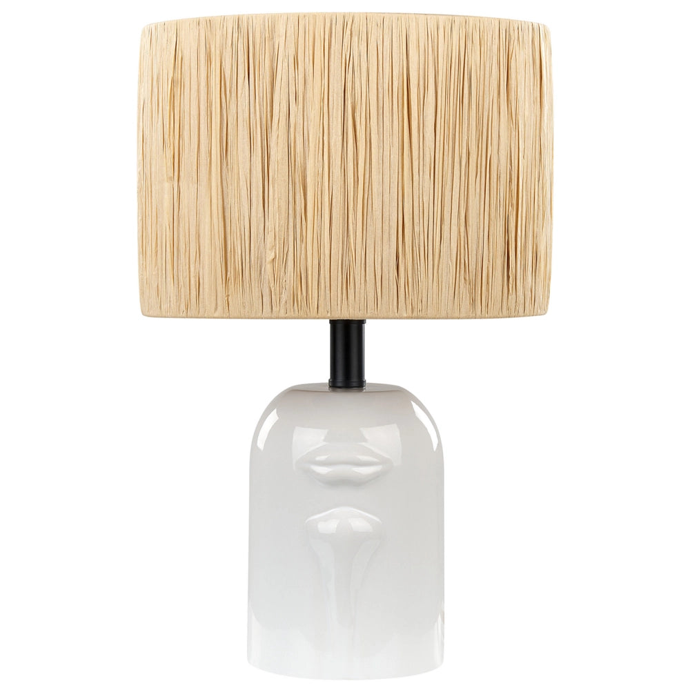 Lampada da tavolo Base in ceramica bianca Paralume in carta naturale Luce da comodino