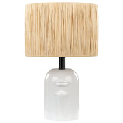Lampada da tavolo Base in ceramica bianca Paralume in carta naturale Luce da comodino