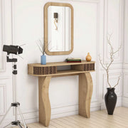 Gazzuolo, Mobile da Ingresso Specchio Incluso, 105x30x85h cm Marrone Rovere