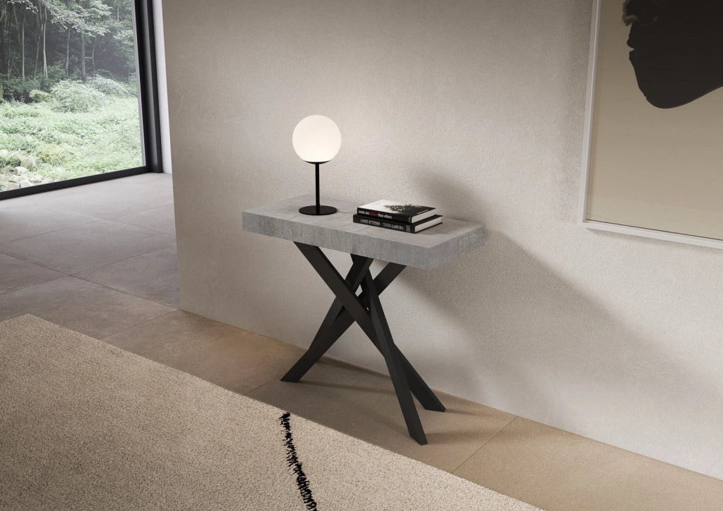 Consolle allungabile 90x40/196 cm Saki Small cemento gambe antracite