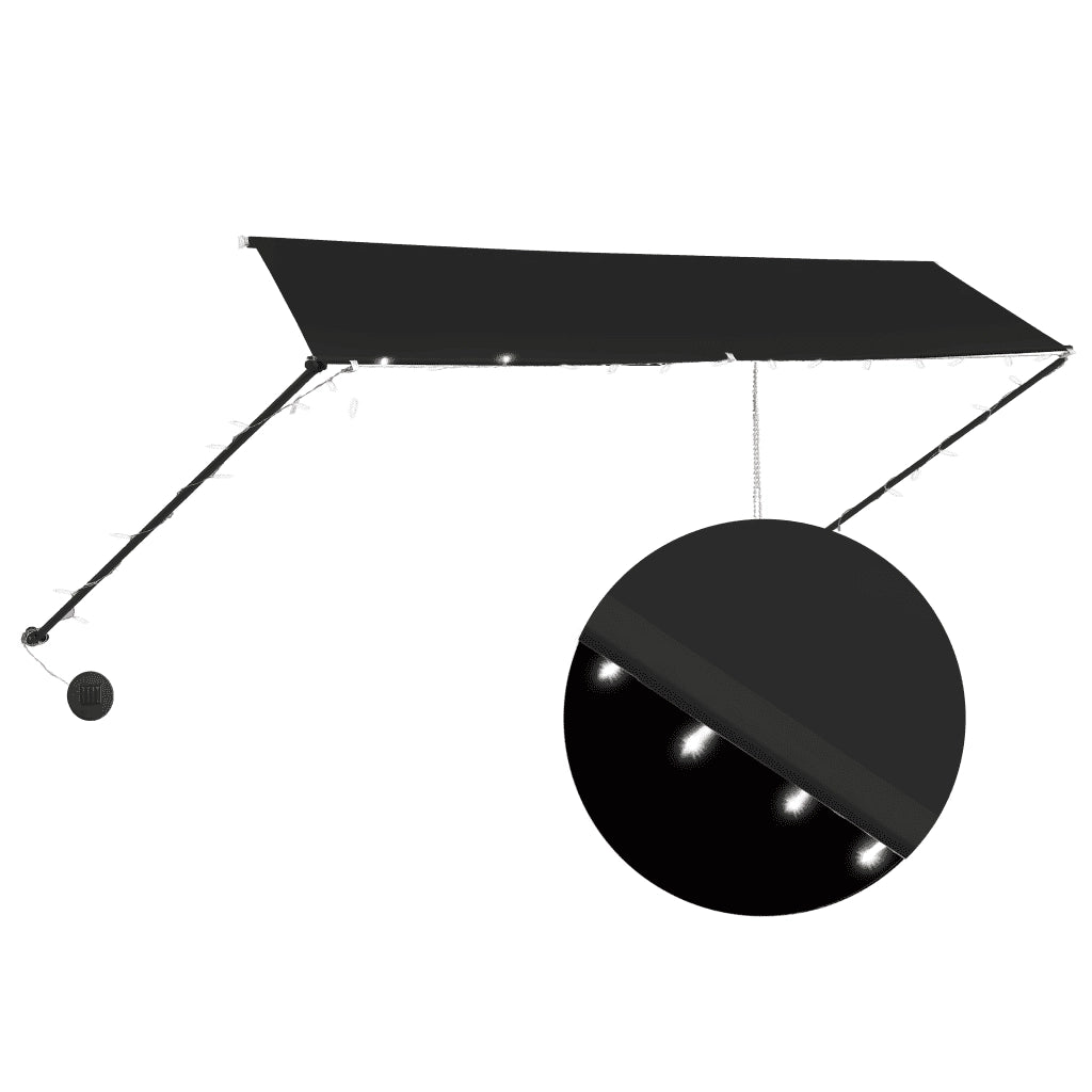 Tenda da Sole Retrattile con LED 350x150 cm Antracite 145919