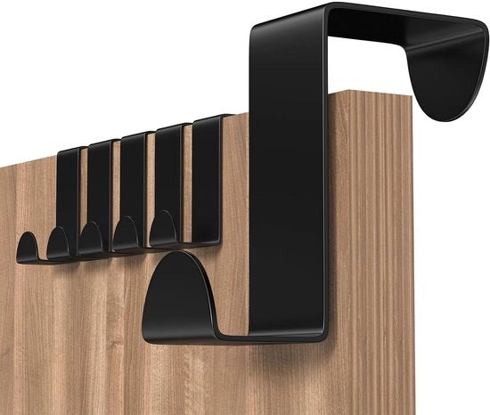 Haken per Porta in Acciaio Inossidabile - 6 pezzi - Nero - Ideale per Diverse Ambienti